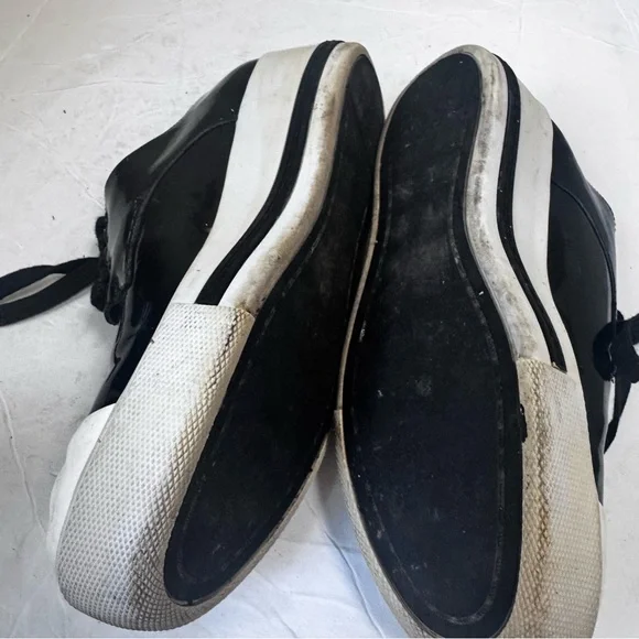 Miu Miu Patent Leather Vernis Rubber Cap Toe Platform Sneakers Flats Shoe Lace 8 - Picture 7 of 16